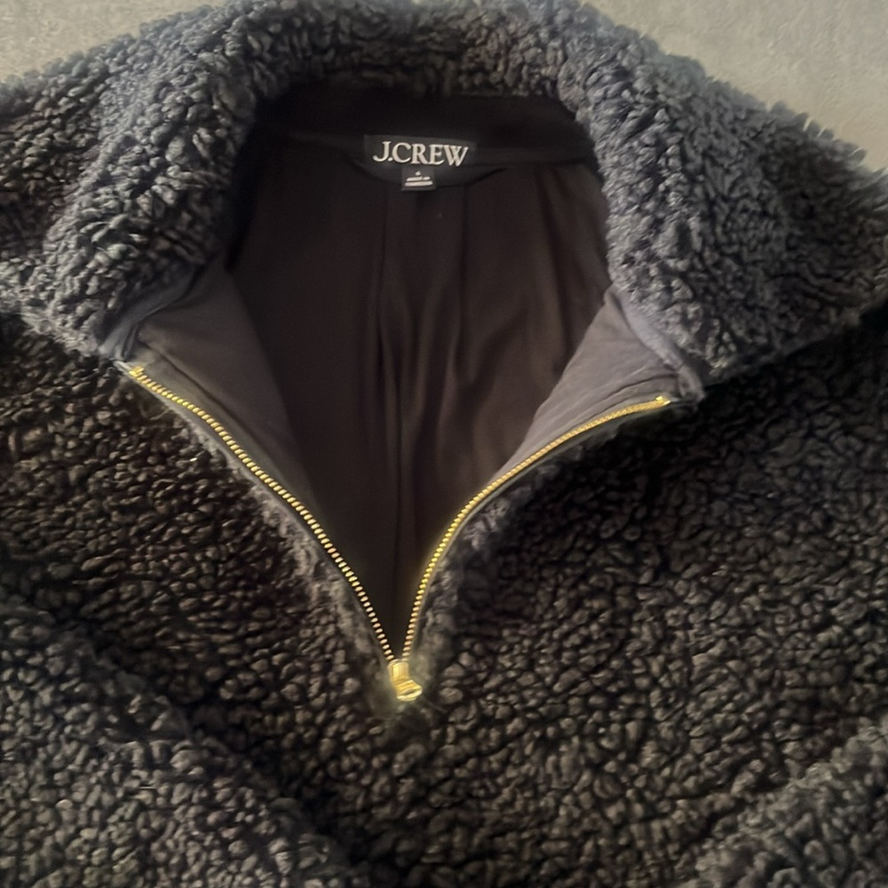 J. Crew Black Sherpa Zip-Front Jacket - Picture 4 of 11